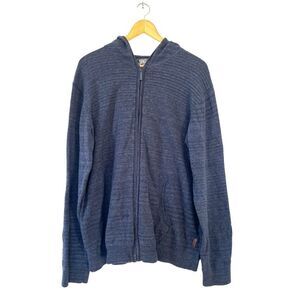 Roots Navy Knit Hooded‎ Full Zipper Sweater Hoodie